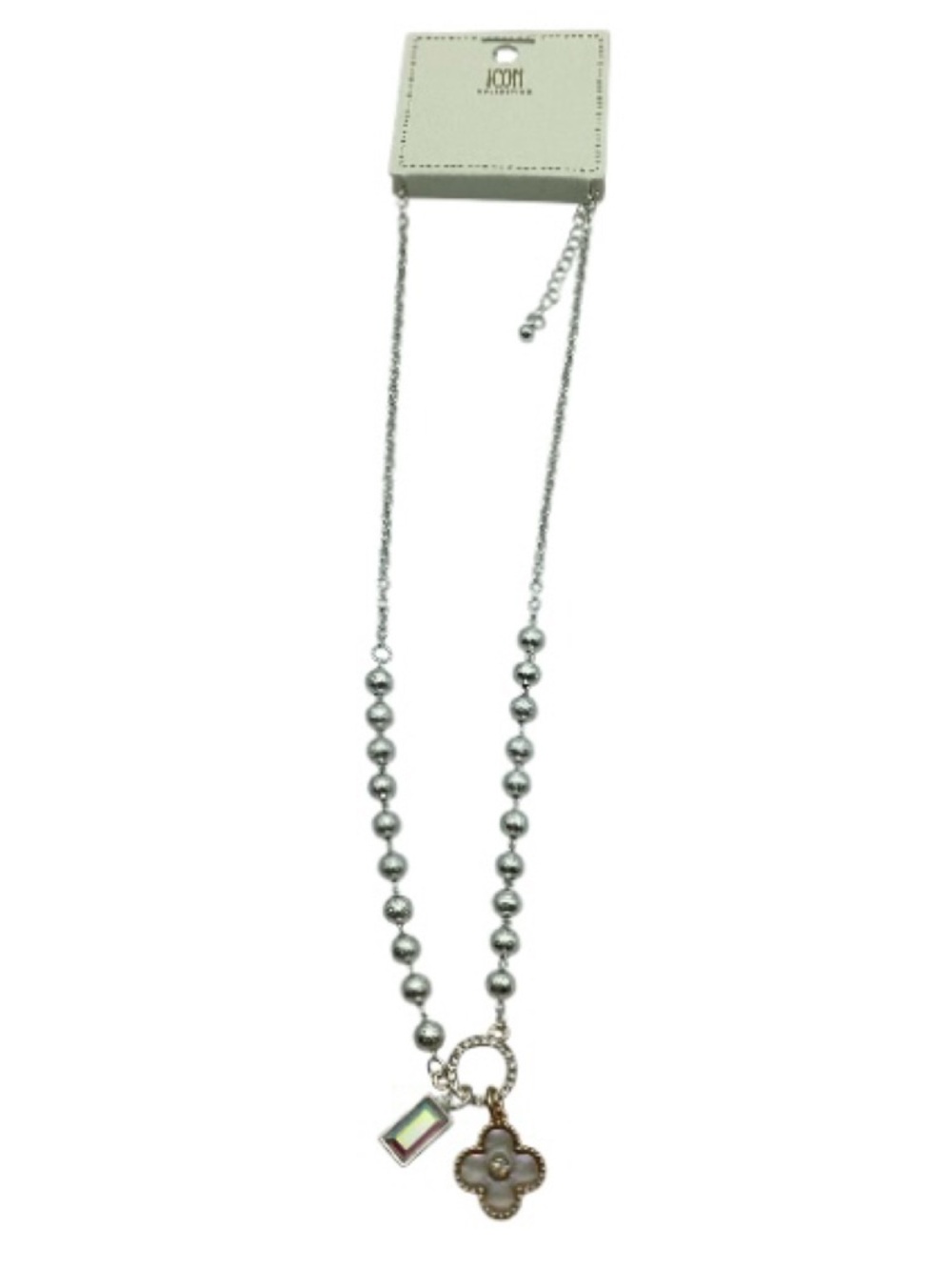 Evermore Quarterfoil Two-Tone Beaded Necklace (NWT) - Picture 4 of 16